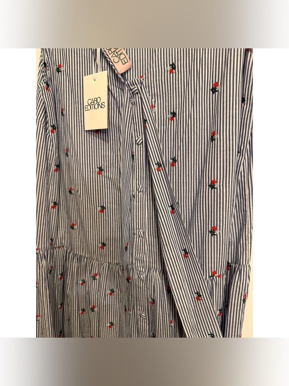 Caro Editions Sonya Dress - Blue White Stripe w. Flower - Picture 6 of 11